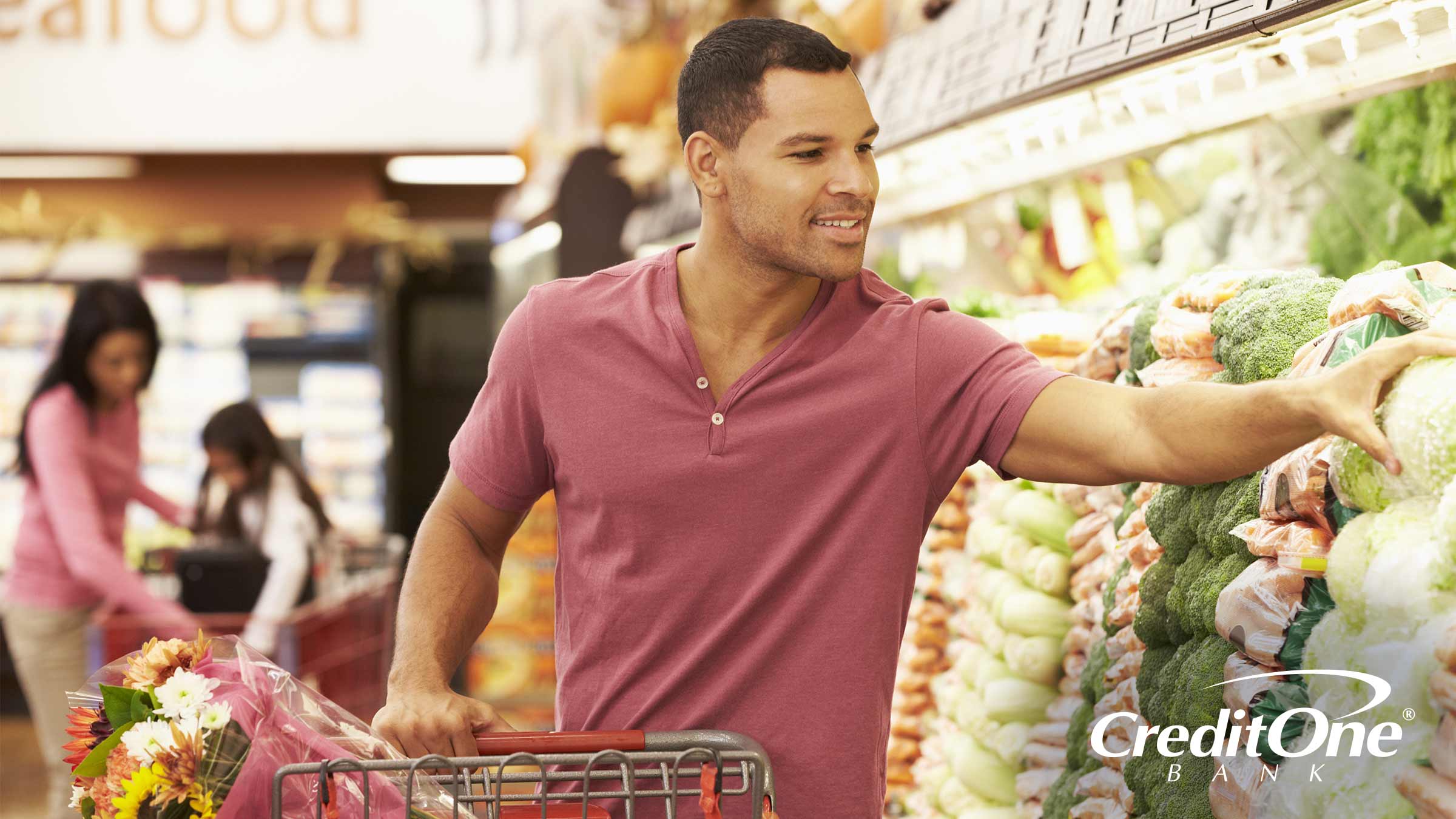 Shopping for groceries at a grocery store